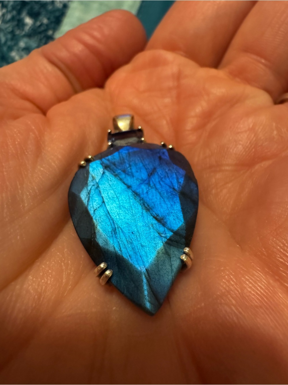 Labradorite Teardrop Pendant Blues